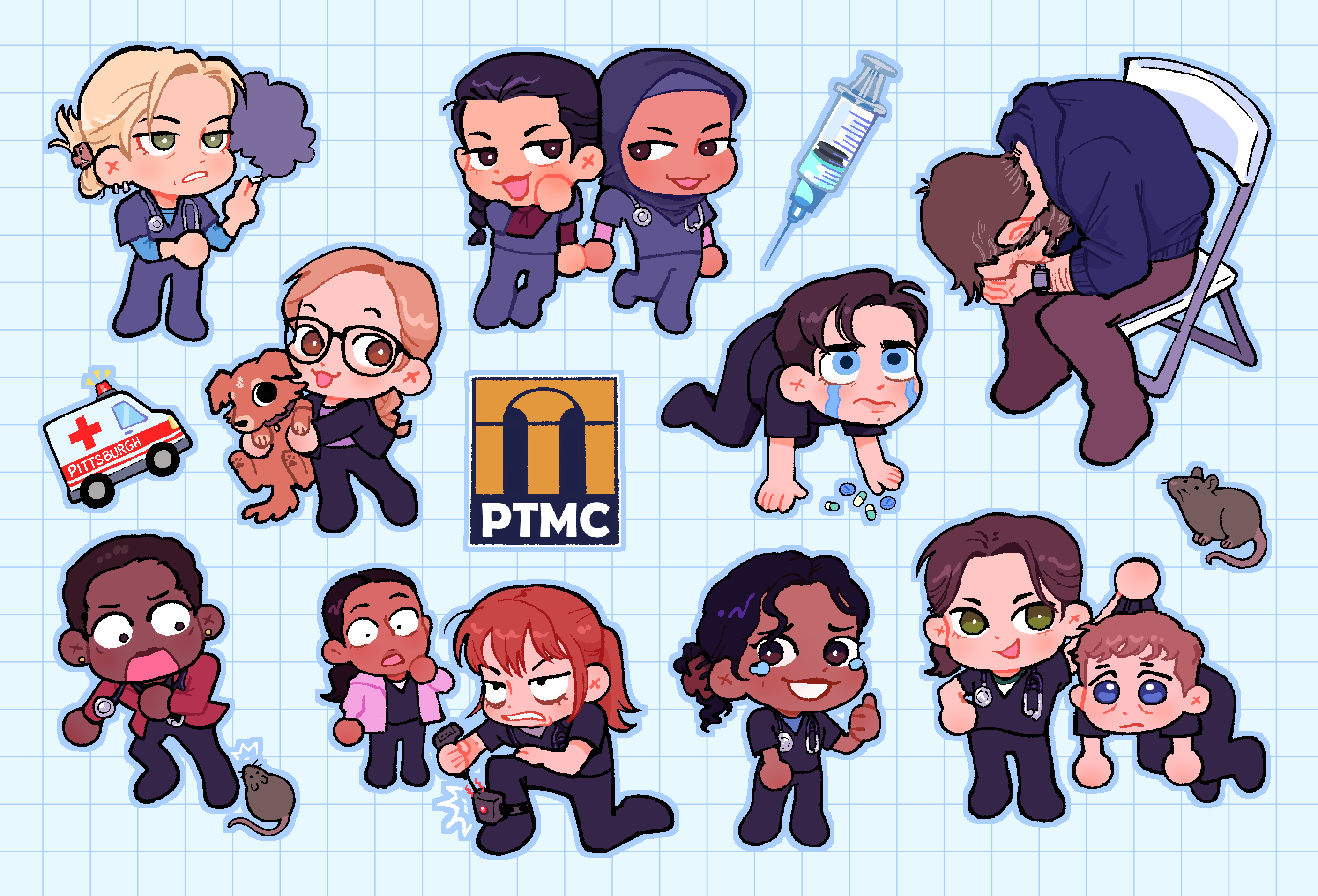 PTMC Day Shift (The Pitt) - Sticker Sheet